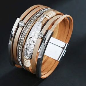 Multi-Layered Look Bracelet with Crystal Stones and Magnetic Buckle - New W/Tags